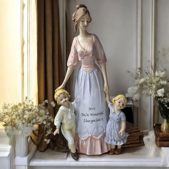 European Figurine Mum Children Mom Wonderful 12 Inches Tall Lightweight Gift - Picture 4 of 14